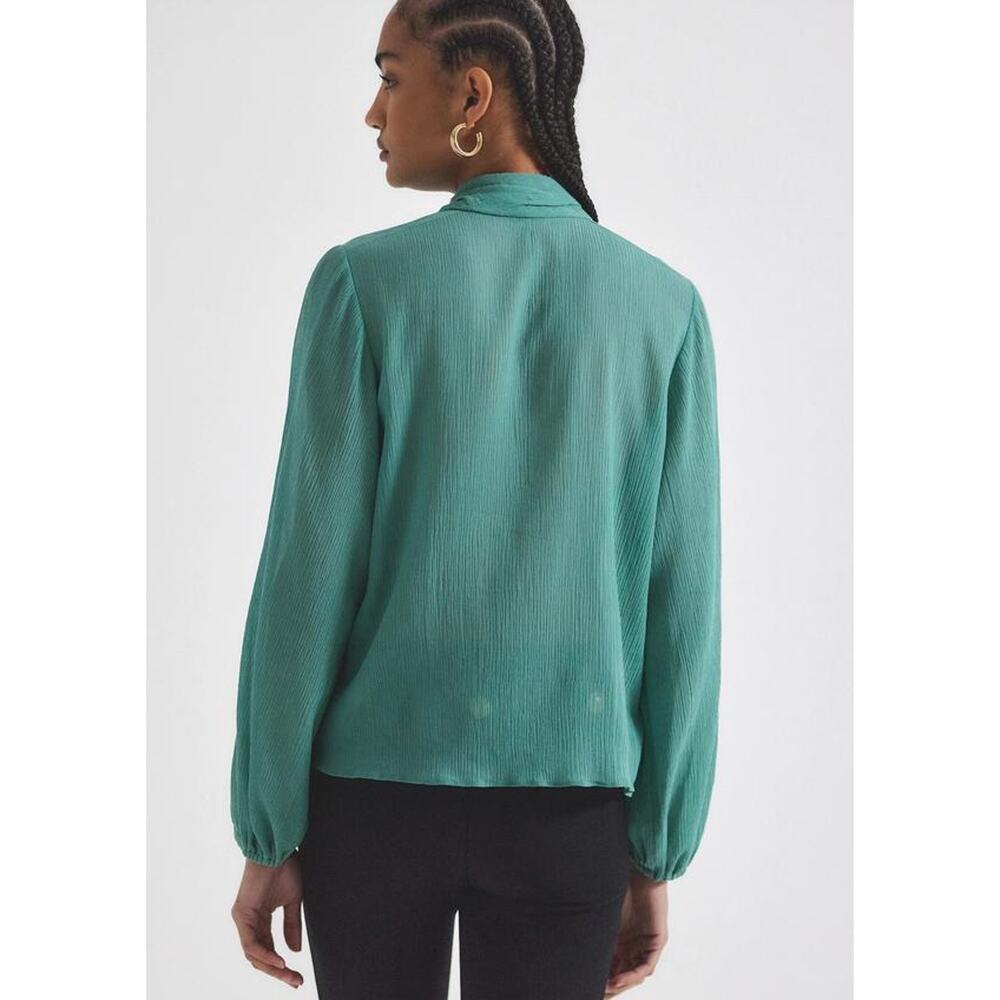 Derek Lam 10 Crosby Nadja Blouse Juniper Green Teal S Mock Neck Luxe Chic NEW - Picture 4 of 8